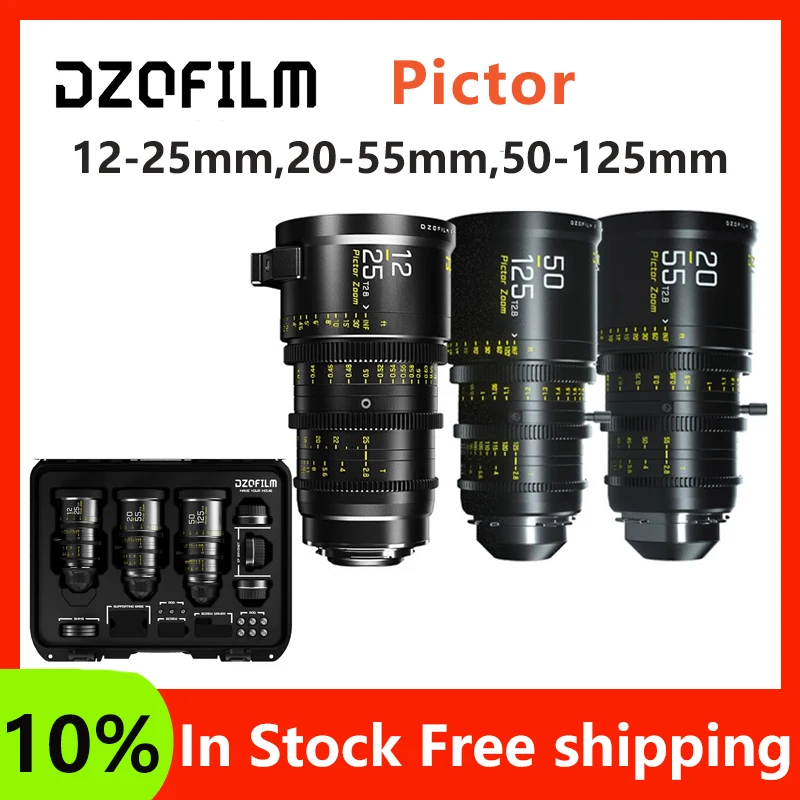 DZOFILM Pictor T2.8 Super35 Парафокальный зум-объектив 12-25 мм 22-55 50-125 Комплект с жестким