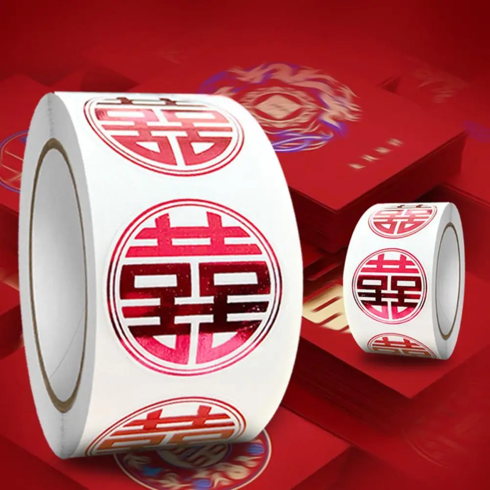 

500Pcs/Roll Sticker Exquisite Anti-fade Adhesive Sticker Round Sealing Decoration Red Envelope Sticker Wedding Supplies