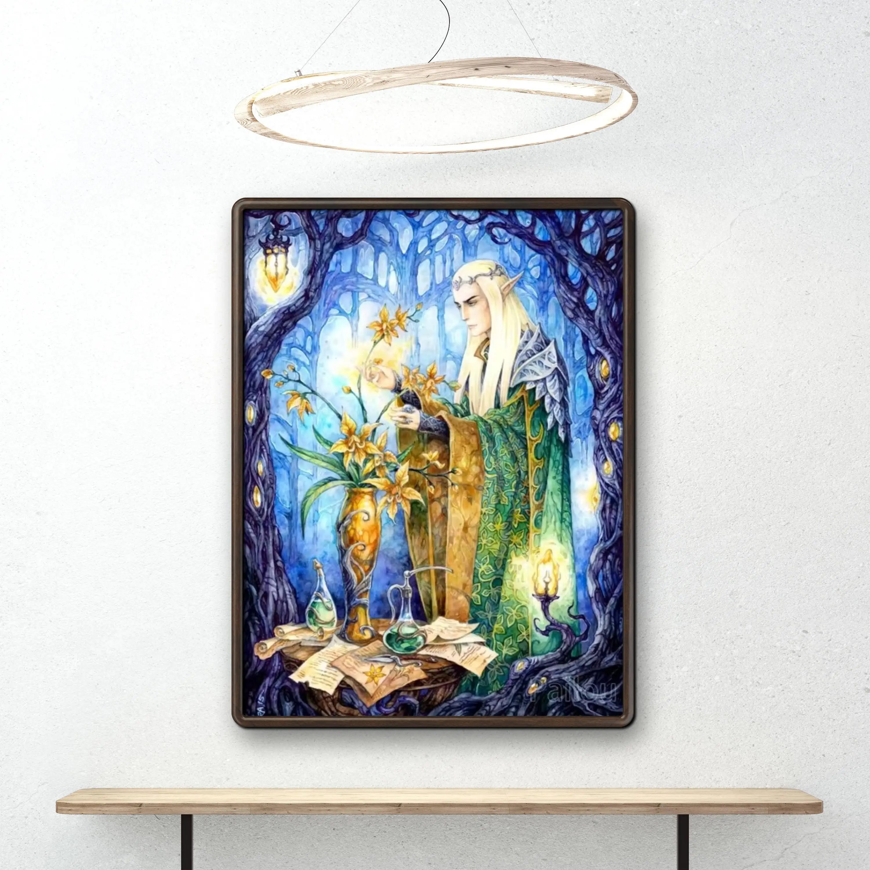 Алмазная живопись с кольцом Лорд Фэнтези 5D пейзаж деревом и цветами мозаика для