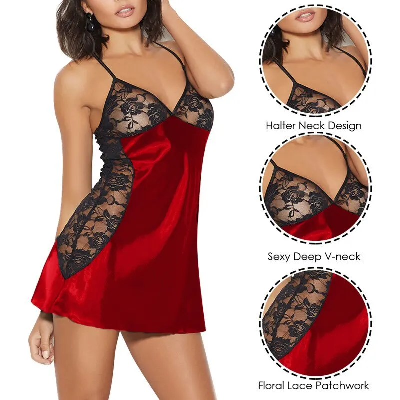 

Sexy Bras For Women Red Underwear Set Lace Up Transparent Nightwear Strapless Sexy Lingerie One-Piece Erotic Intimate Brief Set