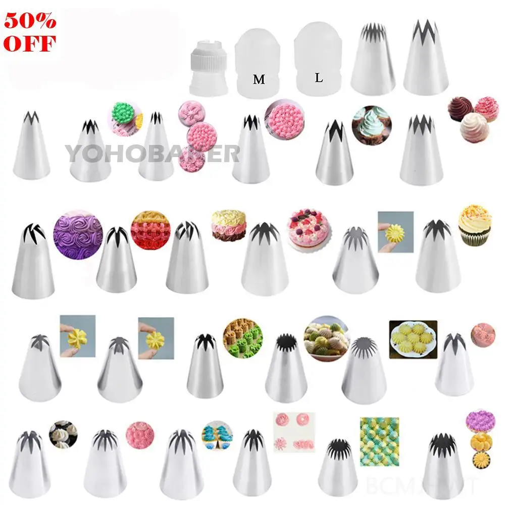 

29 Styles Russian Tulip Cookie Icing Piping Nozzles Stainless Steel Flower Cream Pastry Tip Kitchen Cupcake Cake Decorating Tool