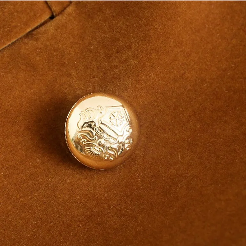 Women's Fashion Velvet Double-breasted Suit Autumn and Winter Office Slim Stitching Lapel Long-sleeved Work Clothes Jacket Coat