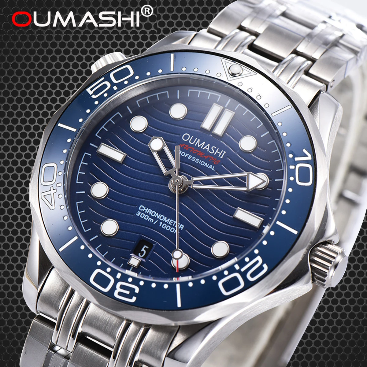 

OUMASHI 41mm Super Luminous New Luxury Men Watch Top Brand Waterproof Stainless Automatic Movemen Movement Mechanical Wristwatch