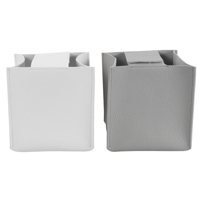 2 Pieces Tissue Box Covers Square Holders PU Leather Facial With Bottom Belt