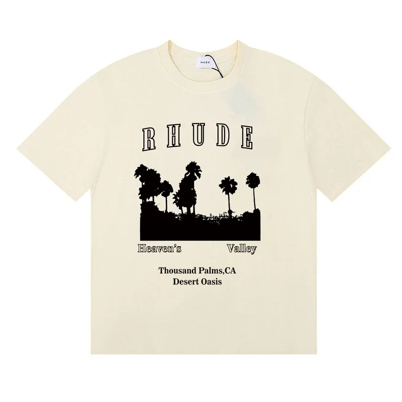 Футболка Streetwear Brand Rhude, летняя модная повседневная футболка с принтом логотипа, с коротким рукавом, для мужчин и женщин, высококачественная футболка (art.: 3920da5d4fa23) - 3920da5d4fa23