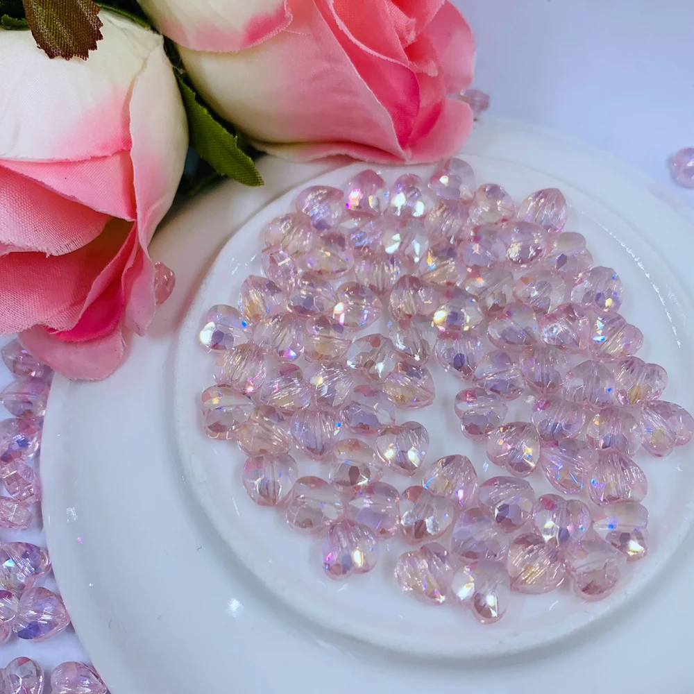 Стеклянные хрустальные бусины в форме сердца 8 мм 20 шт. упаковке много цветов для