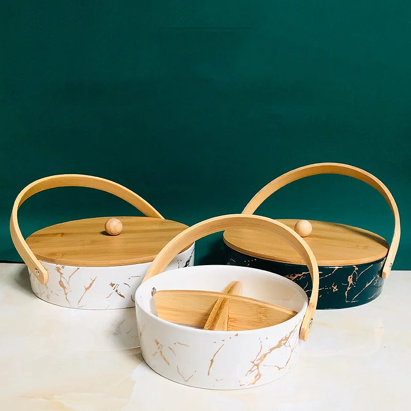 

Современные керамические конфеты, скандинавский простой милый десерт, разделенная тарелка с крышкой, домашние товары для гостиной Vajilla