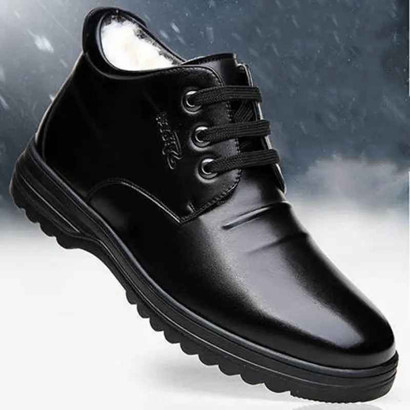 

Winter Fleece Men's Brogue Boots New Cow Leather Men's Shoes Fashion Motorcycle Boots Comfortable Ankle Boots Casual Shoes