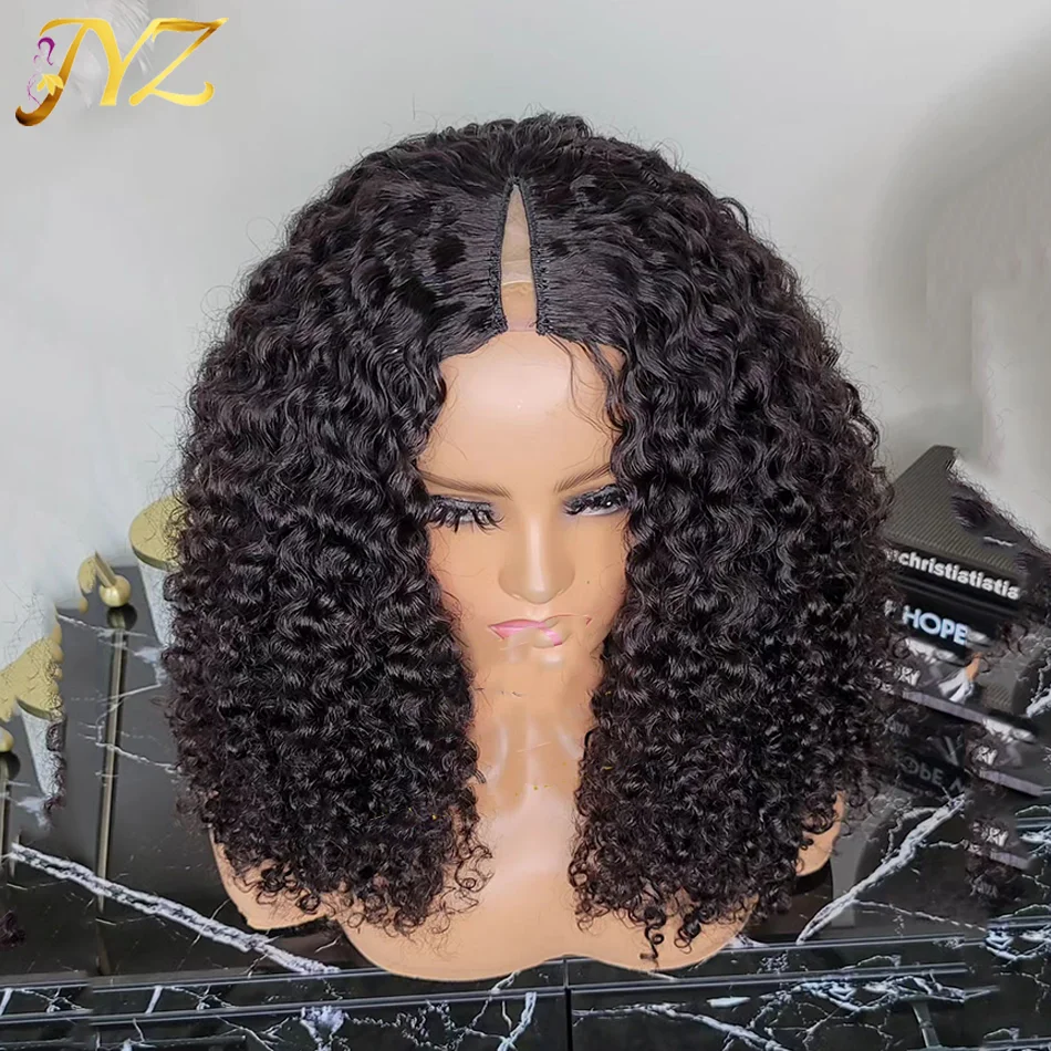 

Afro Kinky Curly Wig V Part Wig Human Hair Glueless U-part 200% No Leave Out New I-Part Wig Blend With Your Own Hairline Natural