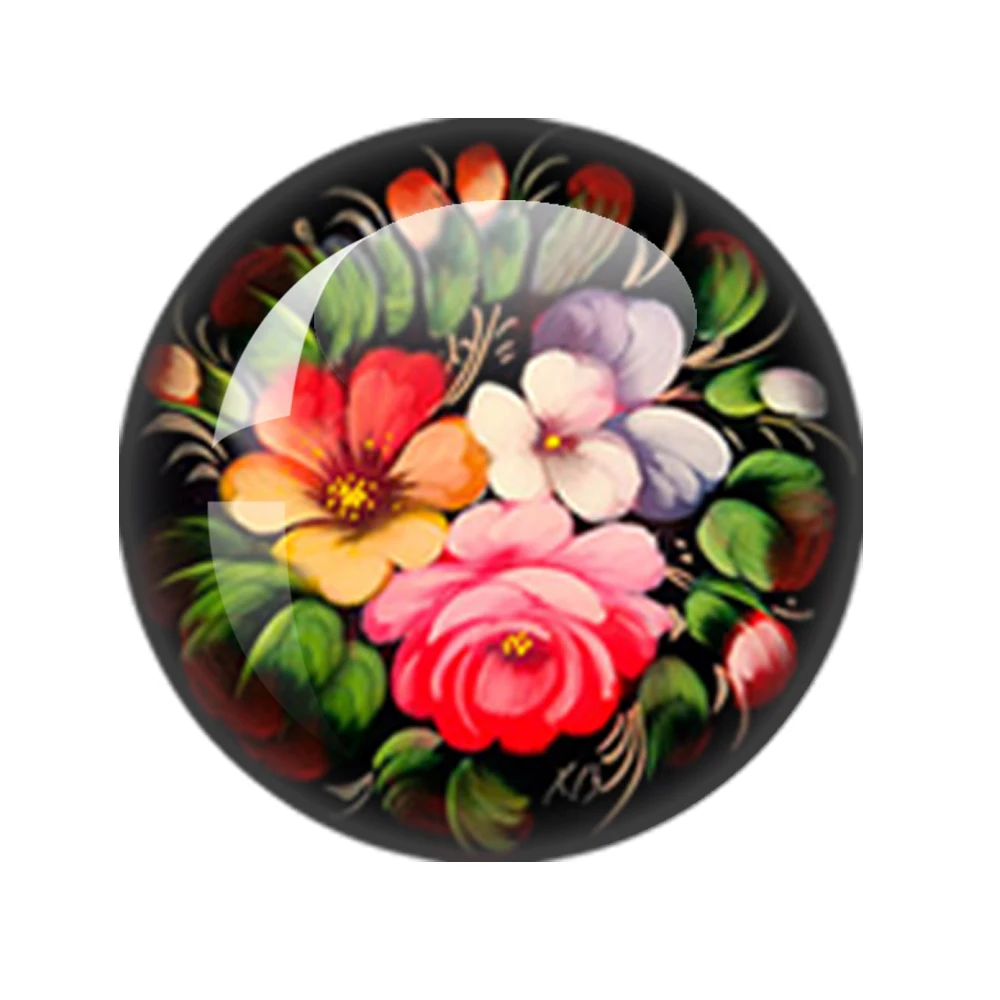 Красивые цветные цветы 10 мм/12 мм/18 мм/20 мм/25 мм круглые стеклянные кабошоны для
