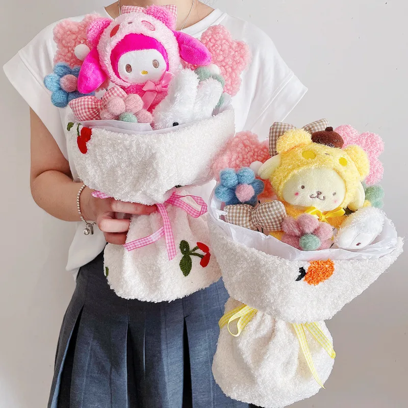 

Аниме Hello Kitty My Melody Kuromi Cinnamoroll плюшевая кукла цветок игрушка Kawaii букет Подарочная коробка День Святого Валентина Рождественский подарок игру...