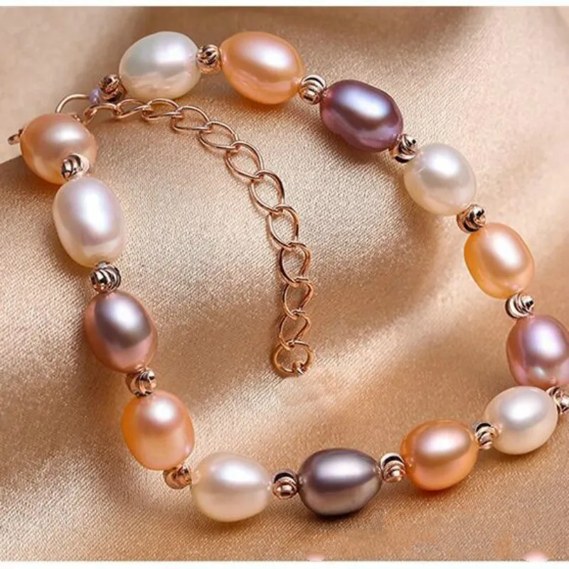 

Natural Pearl Bracelet 16K Rose Gold Luxury Female Jewelry Accessories