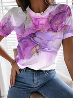 ladies 3d printing painting landscape t shirts summer 2022 daily basic new round neck t shirts great deal