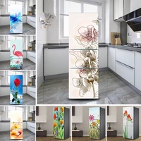 flowers refridge stickers refrigerator wallpaper self adhesive door cabinet decorations fridge kitchen decor vinyl mural decals