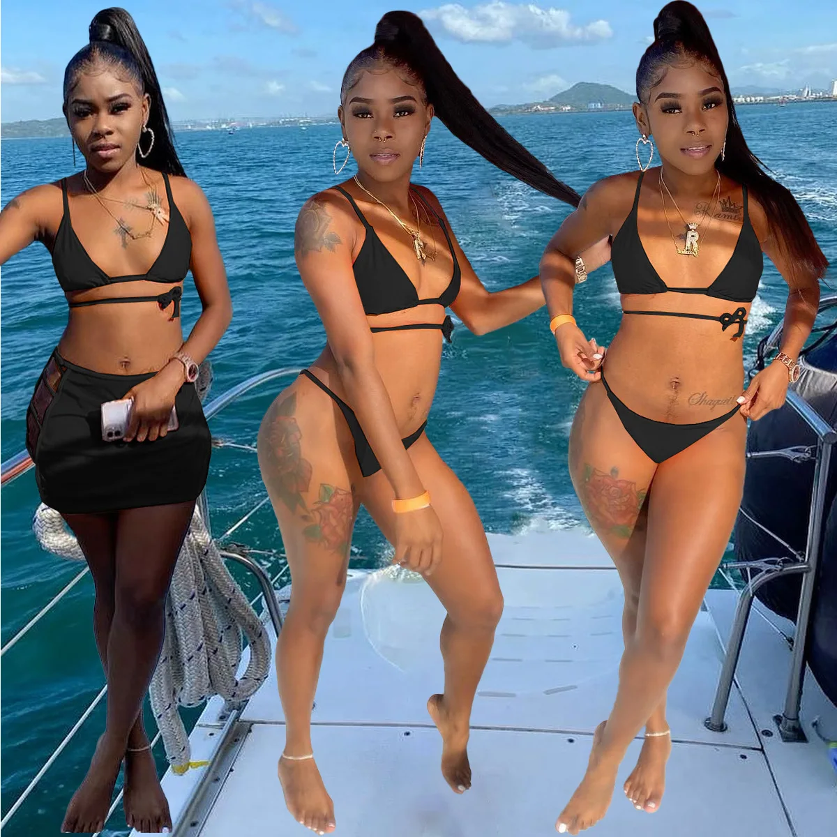

Casual fashion sexy spring and summer bikini swimwear 2-color suit halter swimwear 5-color three-piece suit