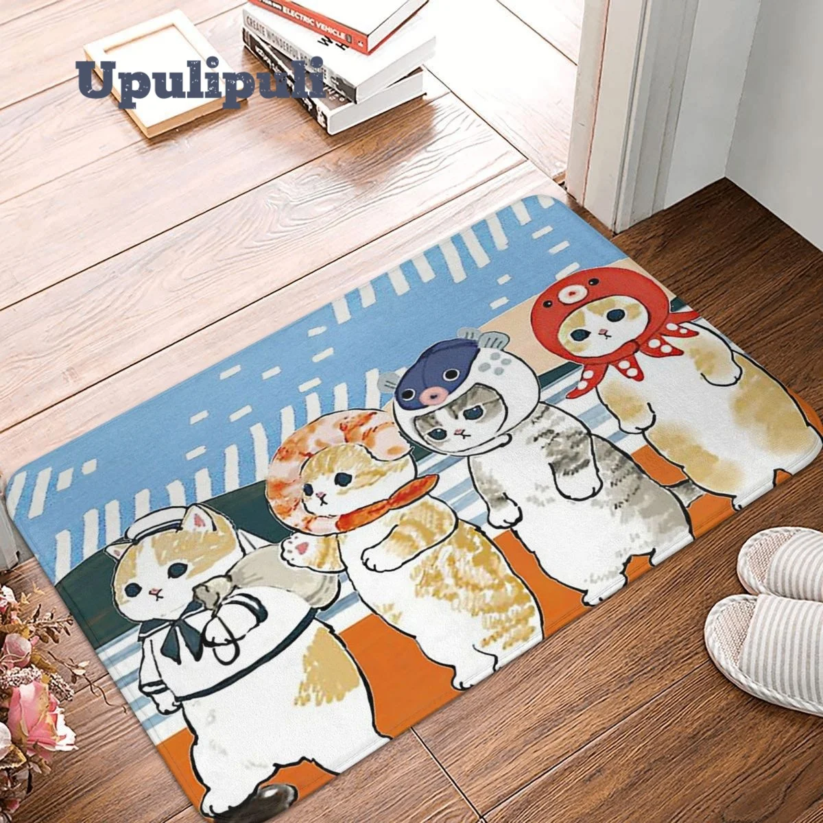 

Пляжный коврик Kawaii Cat, фланелевый коврик для ванной, нескользящий абсорбирующий коврик с кошками для входной двери, кухонные коврики с принт...