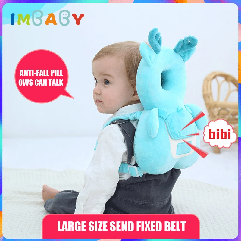 

IMBABY Baby Pillows Cute Travel Pillow Cartoon Baby Head Protector Pad Safety Pad Cushion Back Prevent Injured for Newborn Baby