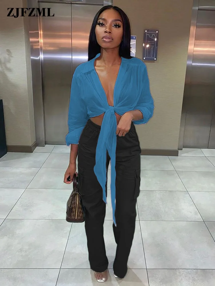 Однотонная уличная одежда с завязками укороченная блузка топы женские пикантные