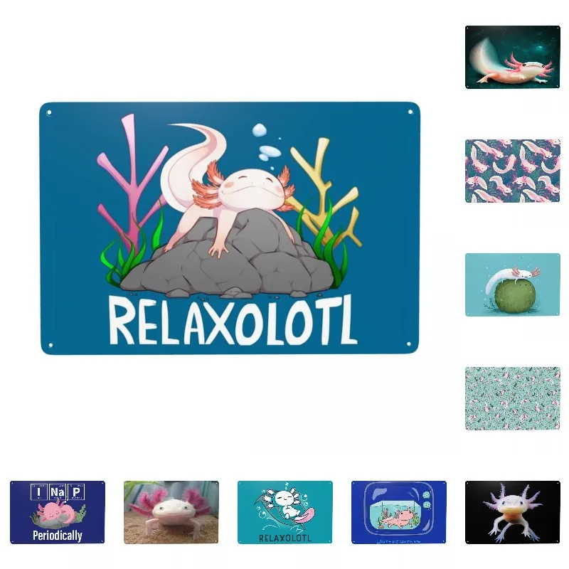 

Симпатичная Расслабляющая подставка Relaxolotl в стиле ретро, металлическая Оловянная вывеска, прямоугольная, на заказ, знаки Ambystoma Мексики, бляшки, паб