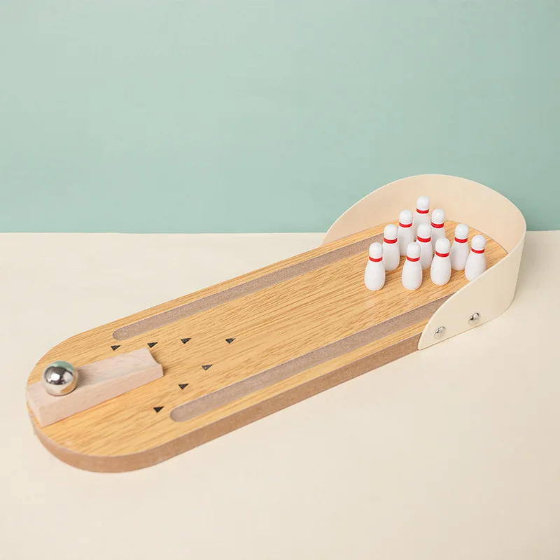

Children's Indoor Mini Bowling Baby Kindergarten Household Ball Wooden Parent-Child Interactive Game Grounder Toys
