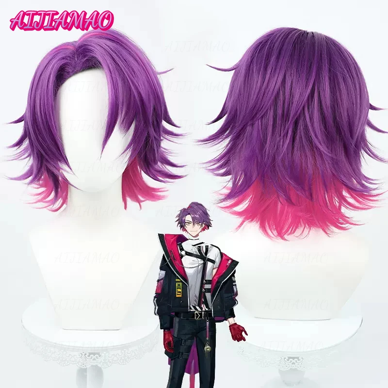 

Парик для косплея из коротких фиолетовых и термостойких синтетических волос