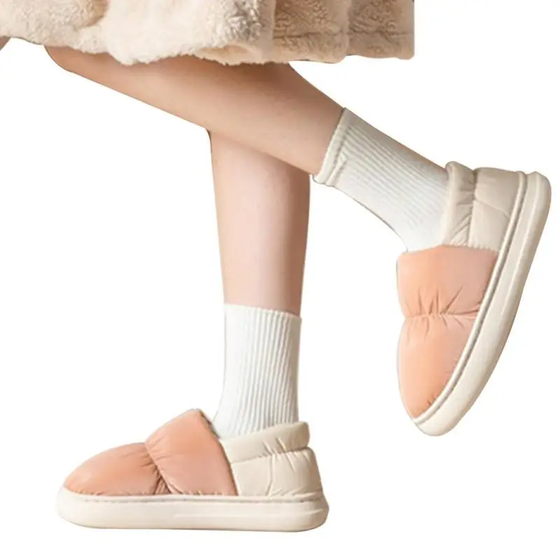 

Женские теплые тапочки на зиму тапочки без шнуровки для дома Тапочки с мягкой подошвой, плюшевые домашние тапочки с подкладкой из искусстве...