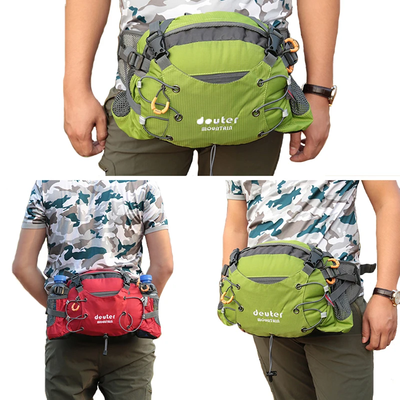 Outdoor Trekking Waist Bag with Bottle Holder Cycling Fanny Pack Multifuction Running Climbing Hunting Hiking Sport Hip Bag