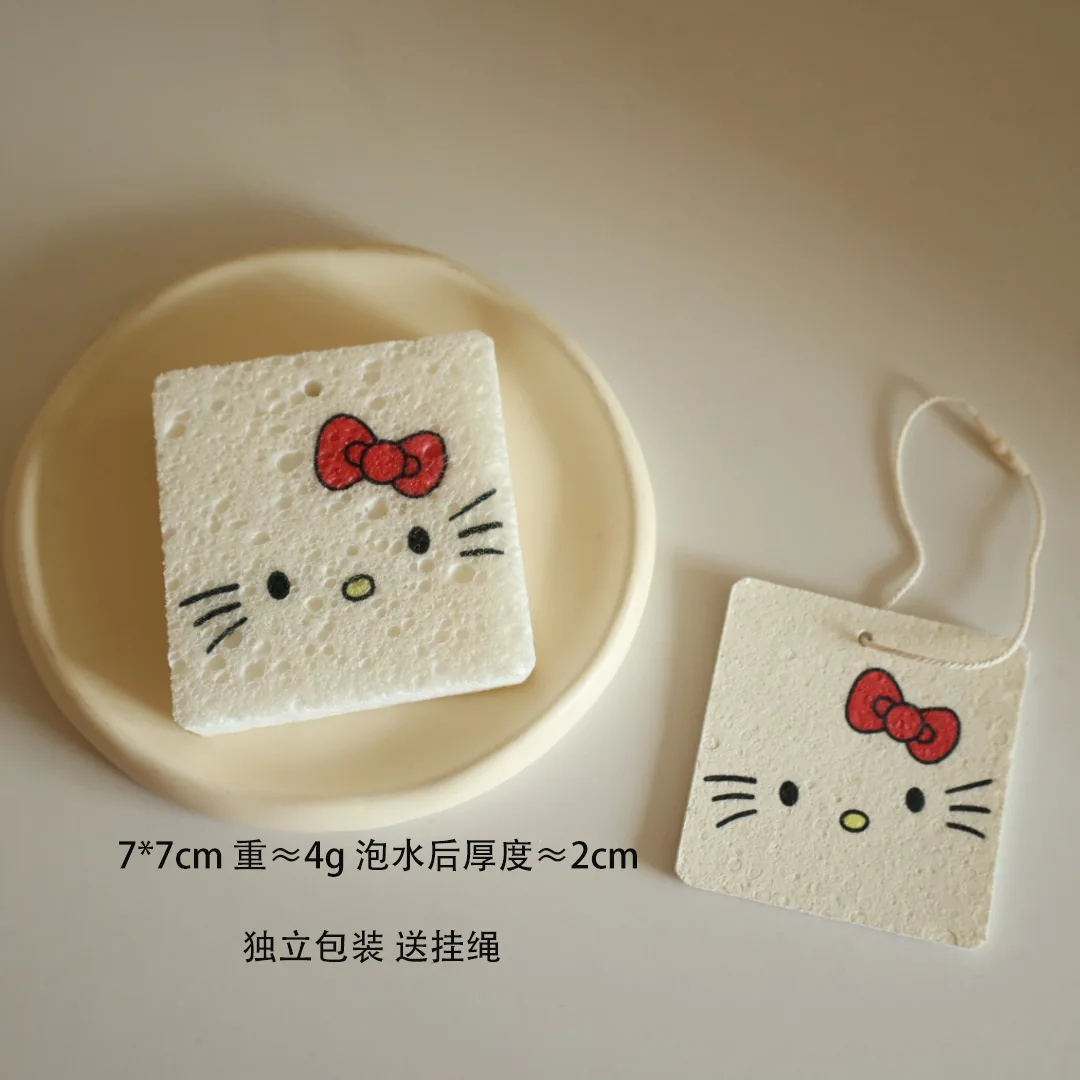 

Hello Kitty, милая, губка для мытья посуды, хлопковая мякоть деревянной массы, артефакт для мытья посуды на кухне, блок губки для мытья посуды, ткань Baisha
