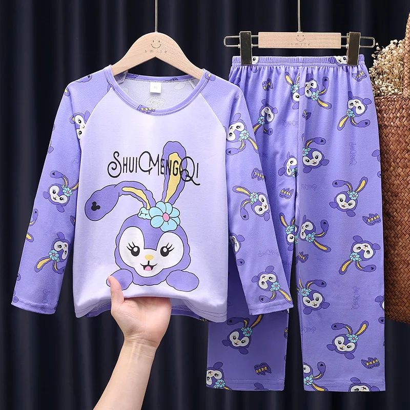 Disney Mickey Mouse Pajmas Set Anime Autumn Cotton Children Pyjamas for Boys and Girls Sets Kids Home Wear Casual Sleepwear Suit images - 6