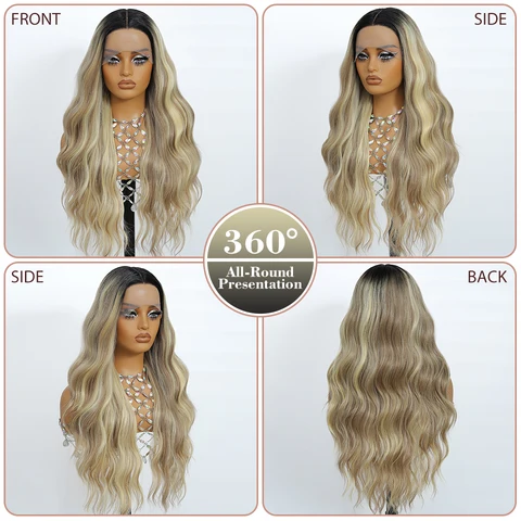 Синтетический парик YOKAS Natural Wave 28 дюймов блондинка 13x5x1