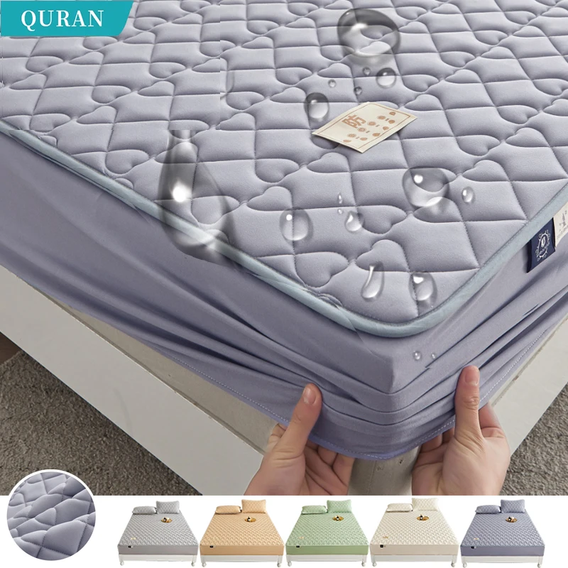 

Waterproof Bedspread Antimicrobial Anti-mite Mattress Protector Soy Fiber Laminated Cotton Bedspread Skin Friendly Fitted Sheet