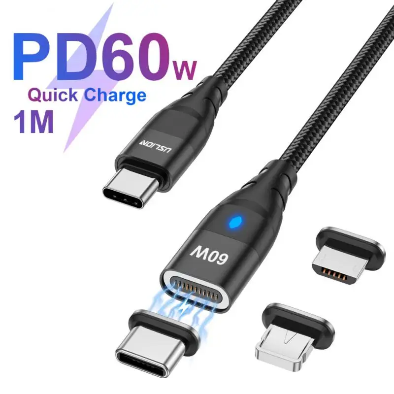 

60W Magnetic Cable Quick Charge 4.0 USB C to Type C Cable PD Fast Charging For Huawei P40 Data Charger Cable For MacBook