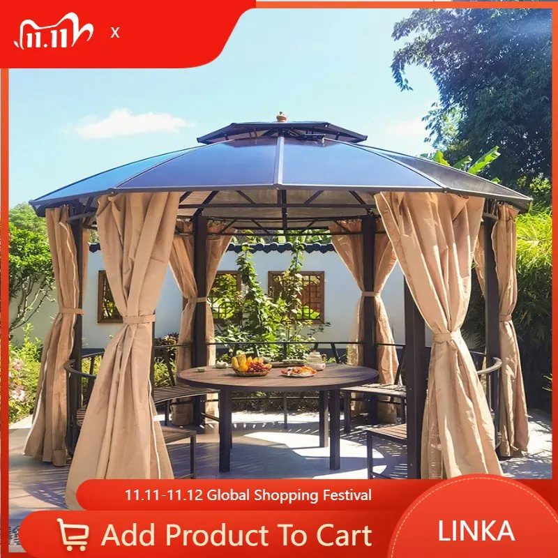 

Outdoor sun panel windproof and waterproof pavilion villa courtyard garden barbecue leisure Roman awning awning