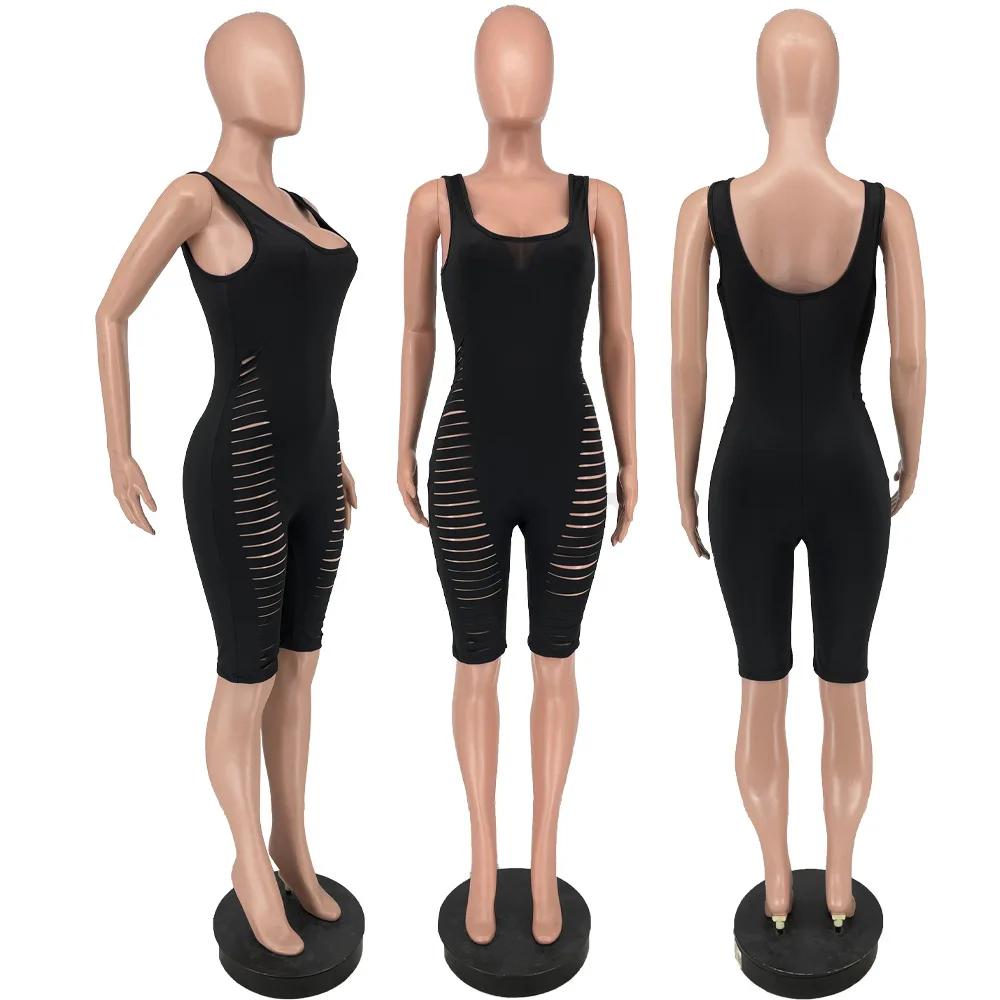 Женский комбинезон без рукавов с круглым вырезом