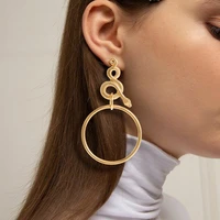 2022 new trend gold metal big hoop snake earrings for women long geometric hip hop rock exaggerated personality punk ear jewelry