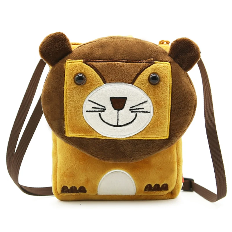 Милый школьный мягкий плюшевый тканевый мультяшный дизайн в виде льва для маленьких мальчиков и девочек через плечо Детская сумка-мессендж...