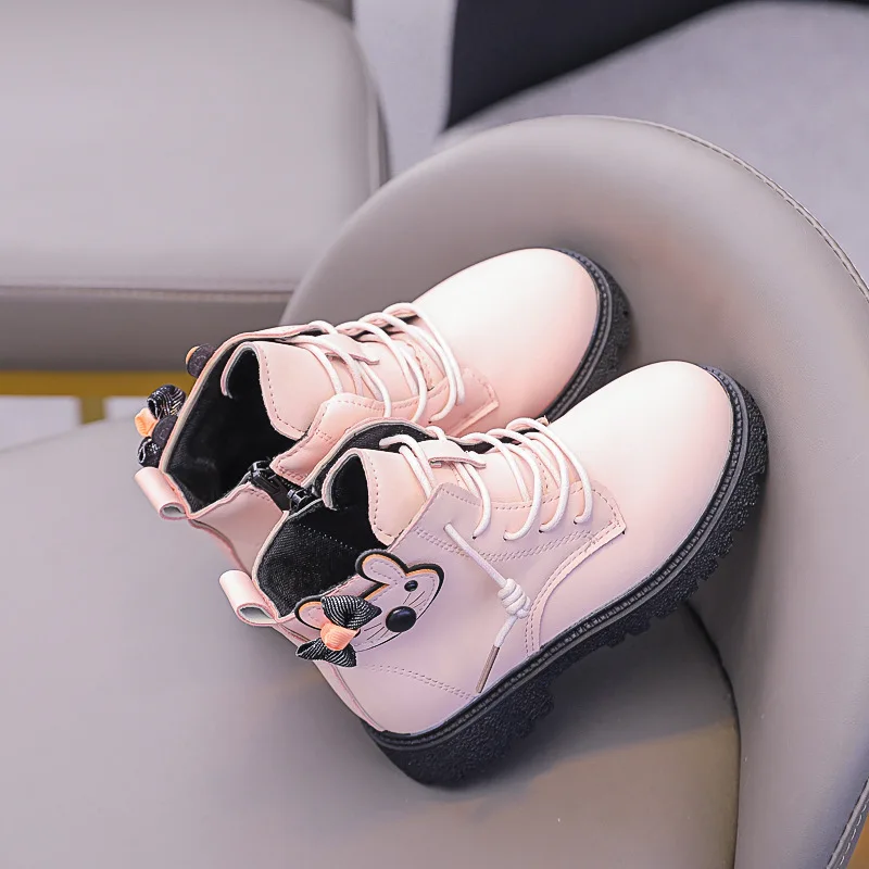 

Осенние Новые короткие ботинки для девочек, зимние теплые ботинки с милым кроличьим дизайном, детские ботинки с высоким берцем для ранней зимы