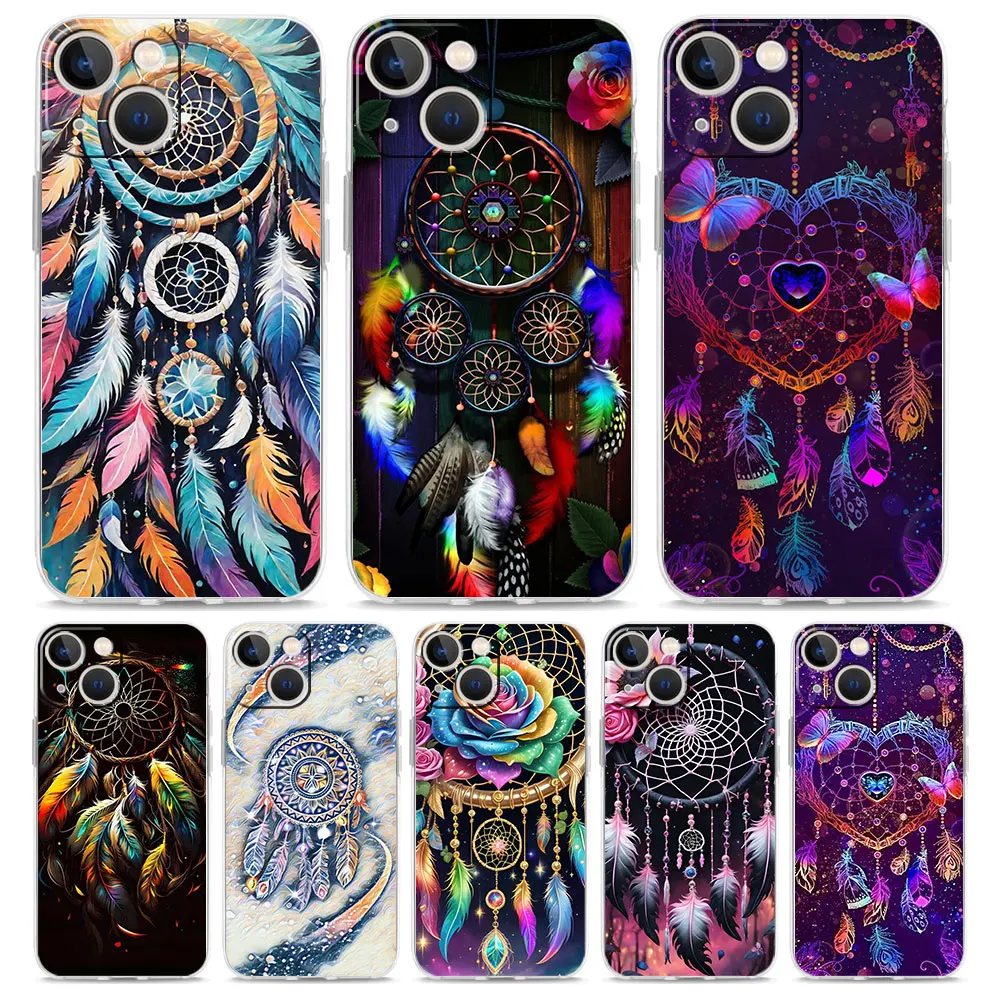 Фото Мягкий прозрачный чехол из ТПУ для iPhone 17, 16, 15, 14, 13, 12, 11 Pro Max, 17 Air, 7, 8 Plus с милым дизайном Мандала и Ловец снов №1