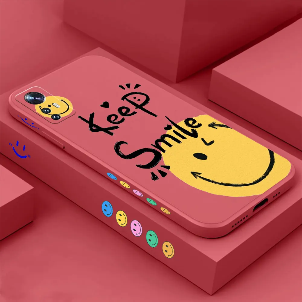 

Чехол для телефона с улыбающимся лицом для Xiaomi Mi 13 12 12S 12X 11 11T 10 10S 10I 9 9SE 8SE Pro Uitra Lite, жидкий силиконовый чехол, чехлы Cqoues
