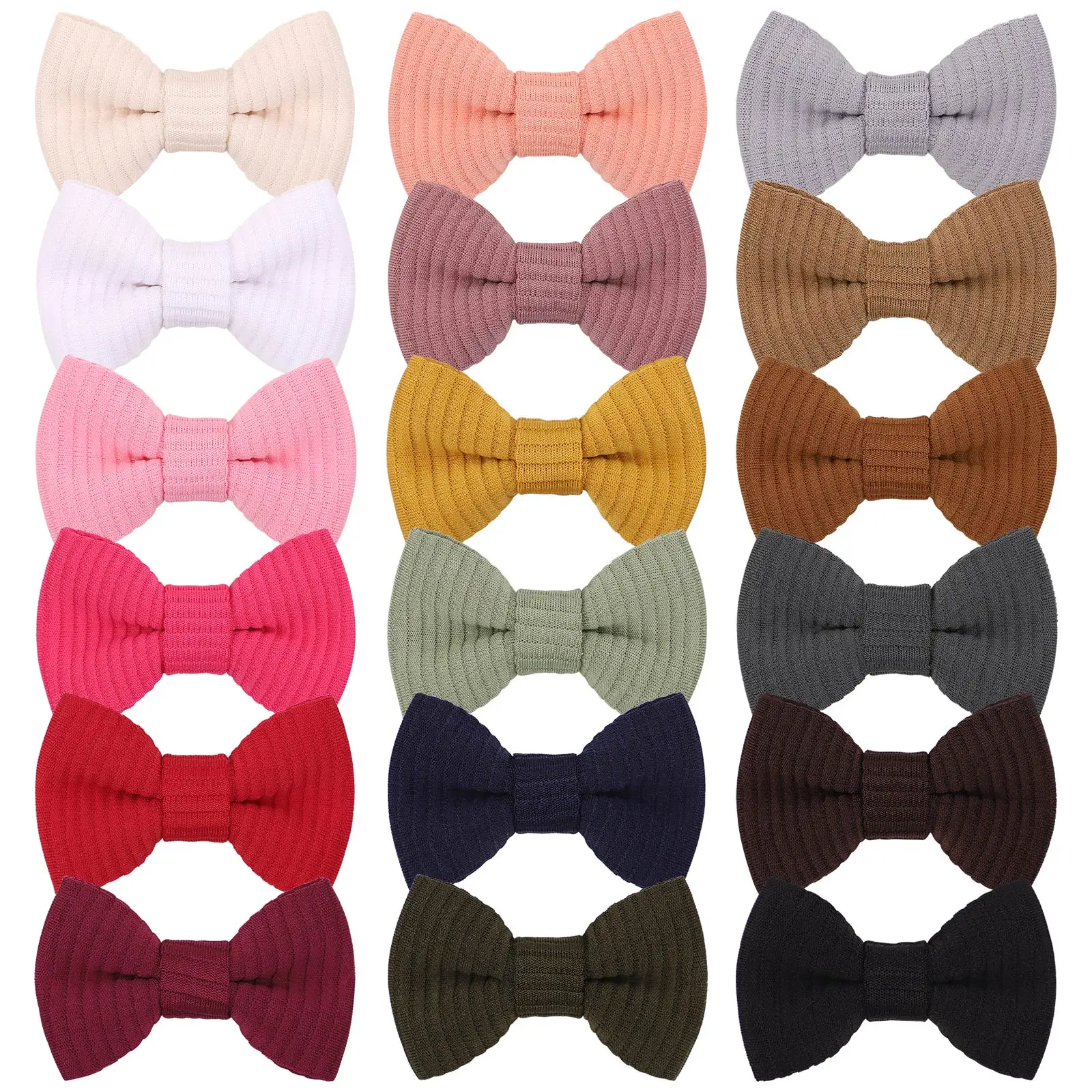 

18Colors Solid Color Bows Hair Clip for Kids Girls Cotton Bowknot Handmade Ribbon Safety Clip Hairpins Headwear Hair Accessories