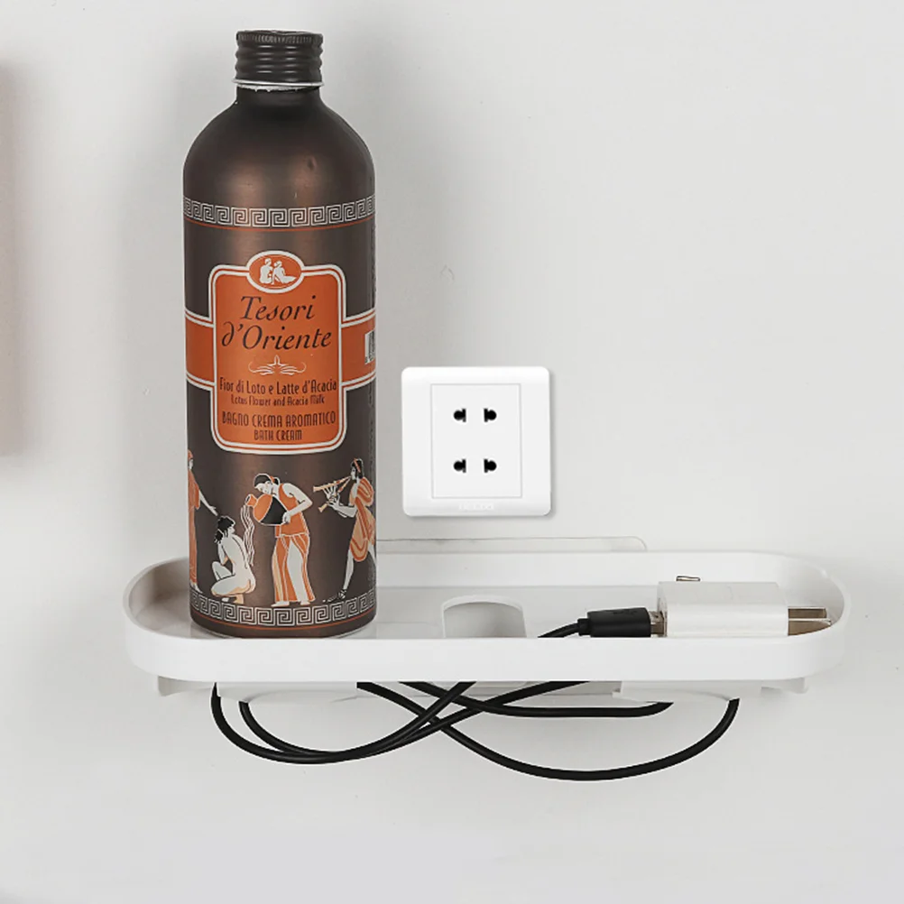 

Wall Mounted Nightstand Nightstand Storage Shelf Charging Organizer Rack Sucker Charging Shelf Charging Plug Tray