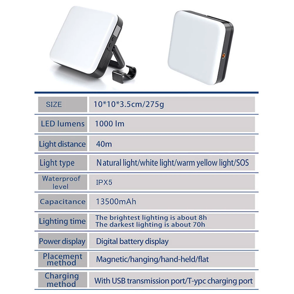 Перезаряжаемый фонарь для кемпинга портативный магнитный аварийный светильник