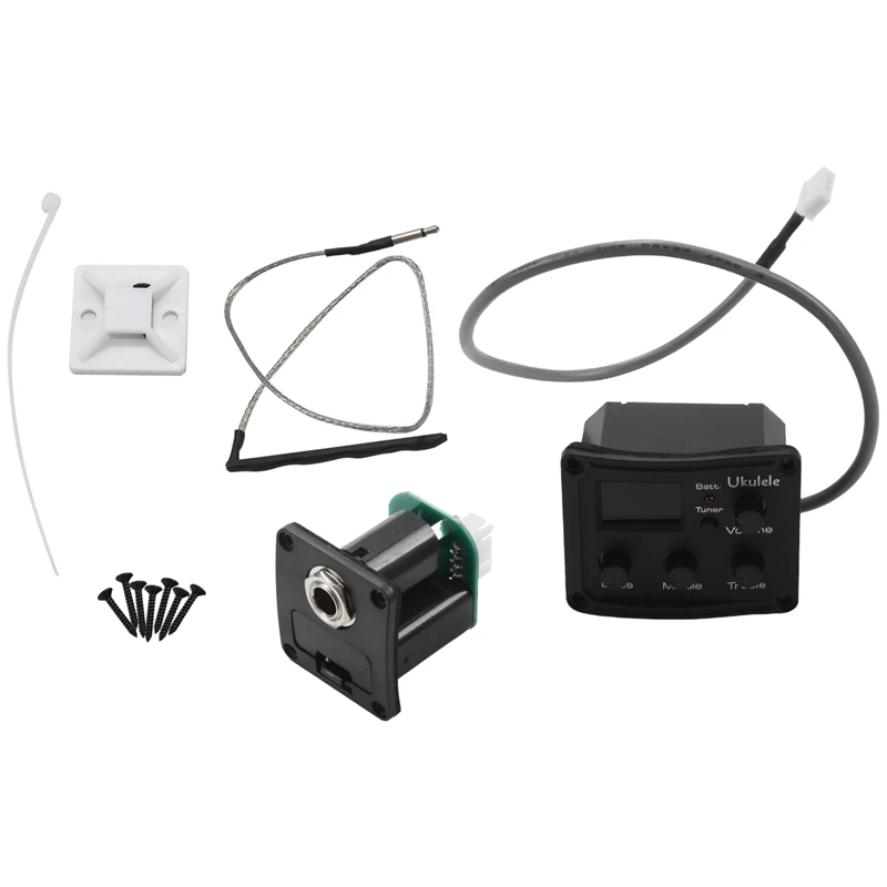 

Ukelele Uke Piezo Pickup Preamp 3-Band EQ Equalizer Tuner System With LCD Display