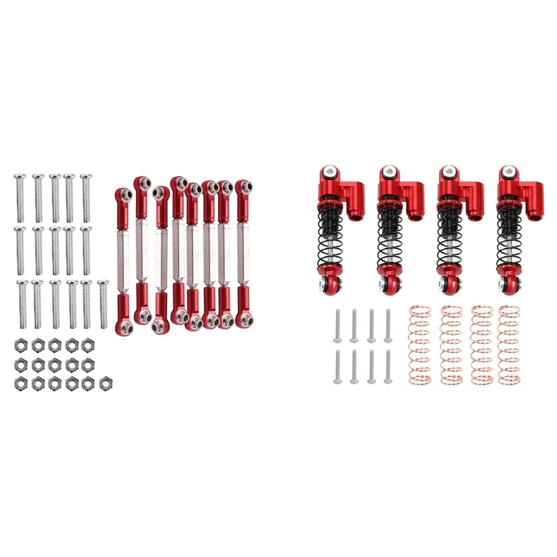 

2 Set RC Car Part: 1 Set Metal Tie Rod & 1 Set Car Metal Adjustable Shock Absorbers Damper Set