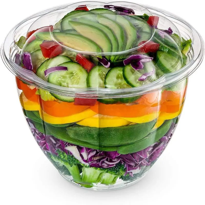 

48 Oz Disposable Salad Bowls with Lids Plastic Meal Prep Container, 50-Pack
