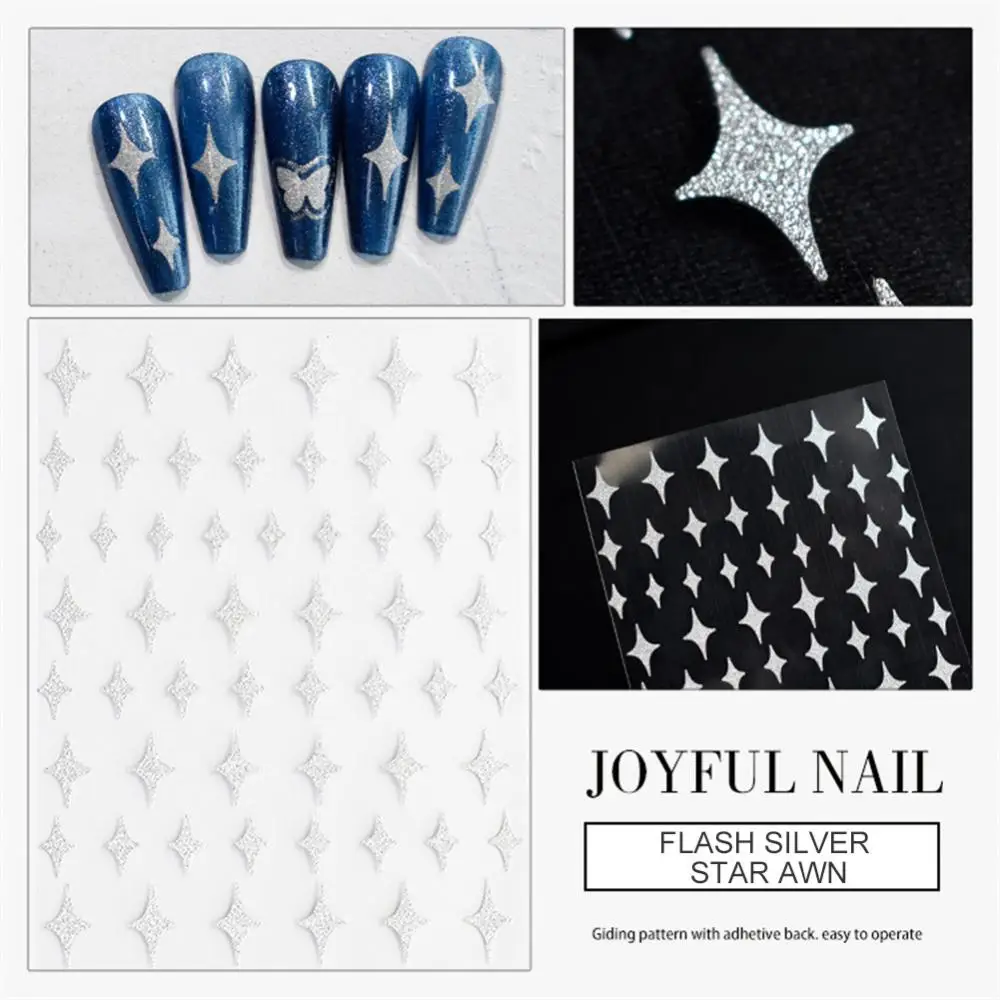 

Золотистые Серебристые блестящие наклейки для ногтей с французскими линиями, блестящие наклейки, Необычные геометрические звезды, советы для маникюра