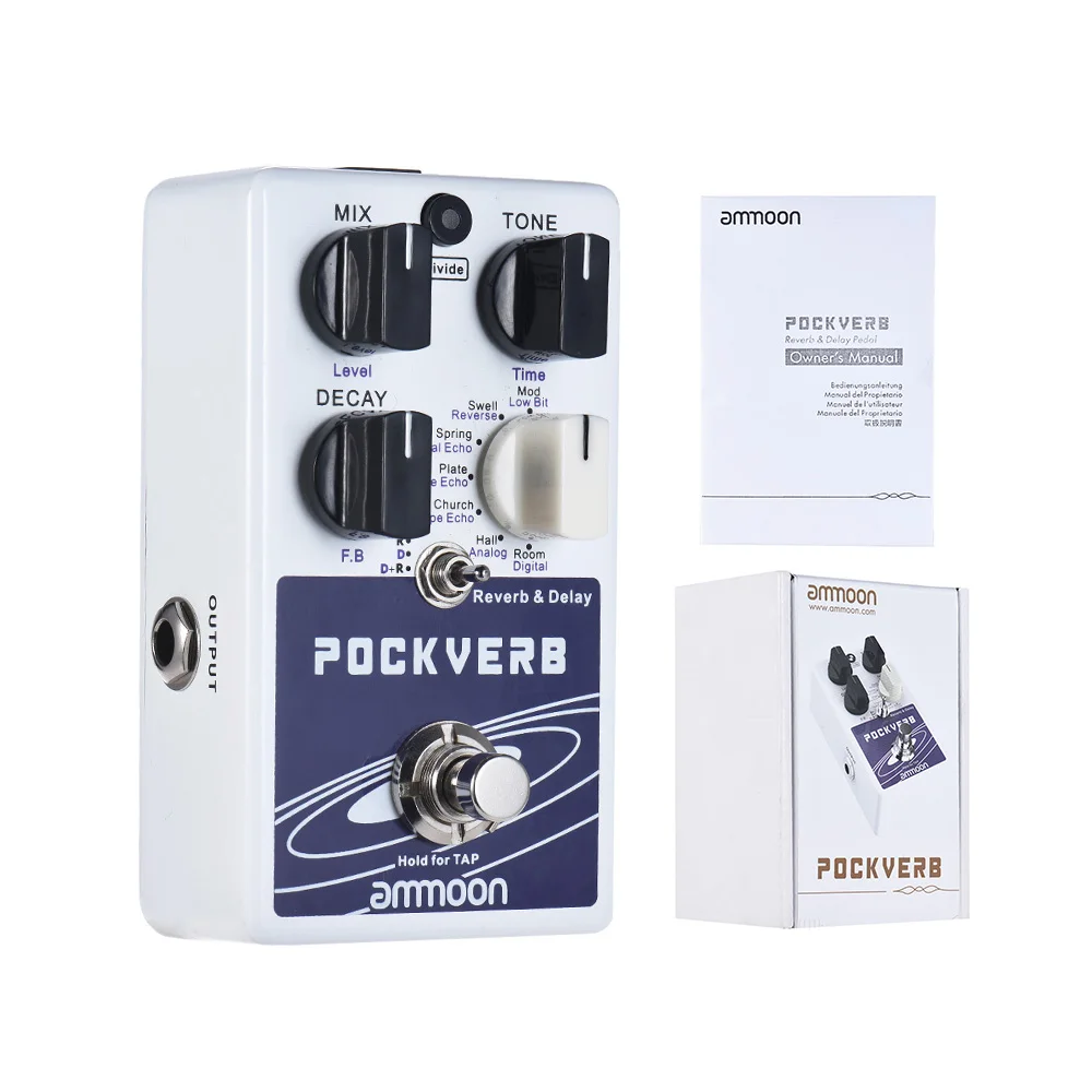 

Ammoon POCKVERB ревербератор & гитарные педали с эффектом Delay 7 эффекты реверберации + 7 эффектов задержки с функцией отключения времени