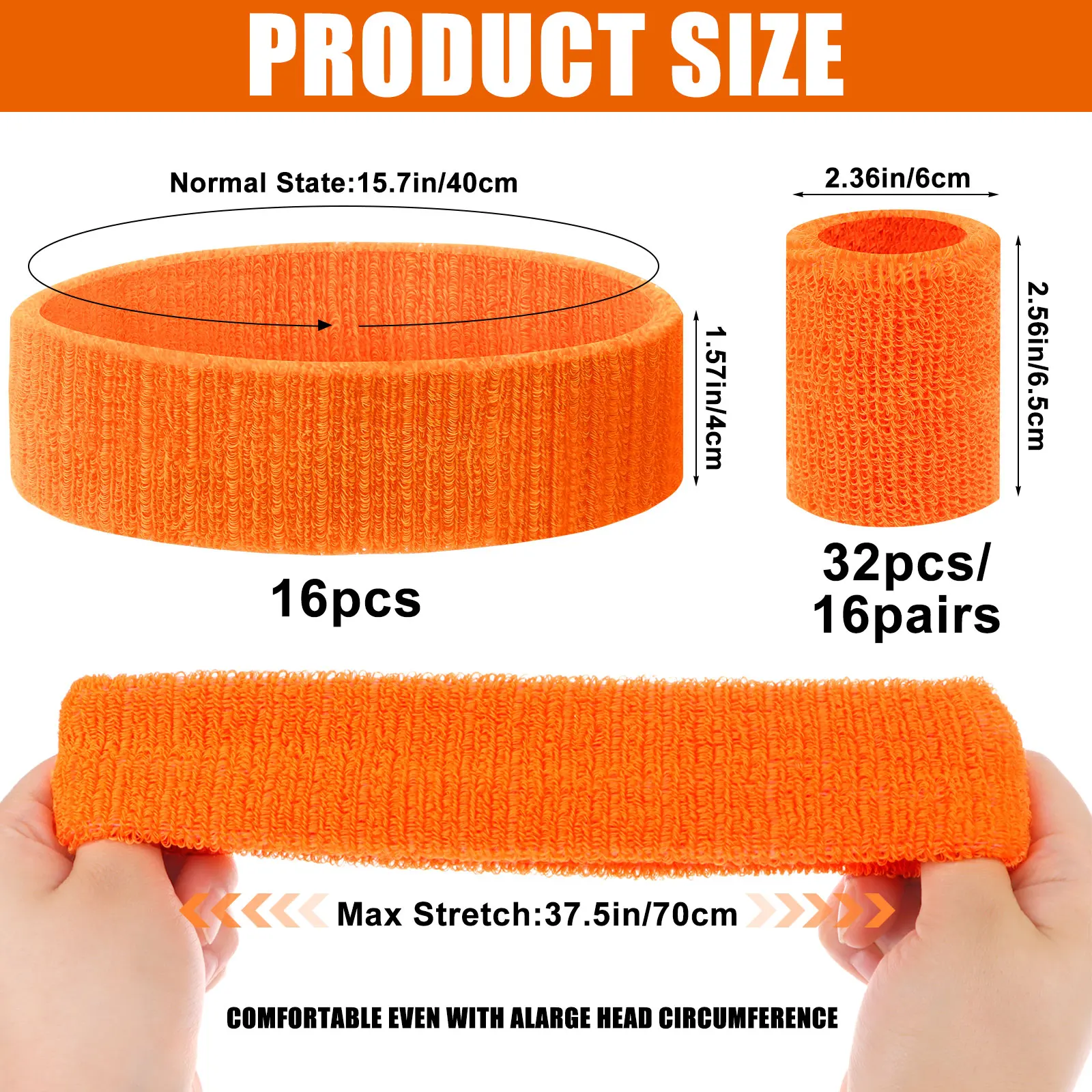 

16 Sets Kids Sweatband -16 Pairs Assorted Color Wristbands Athletic Cotton Wrist Bands, 16Pcs Colorful Sports Headbands for Kids