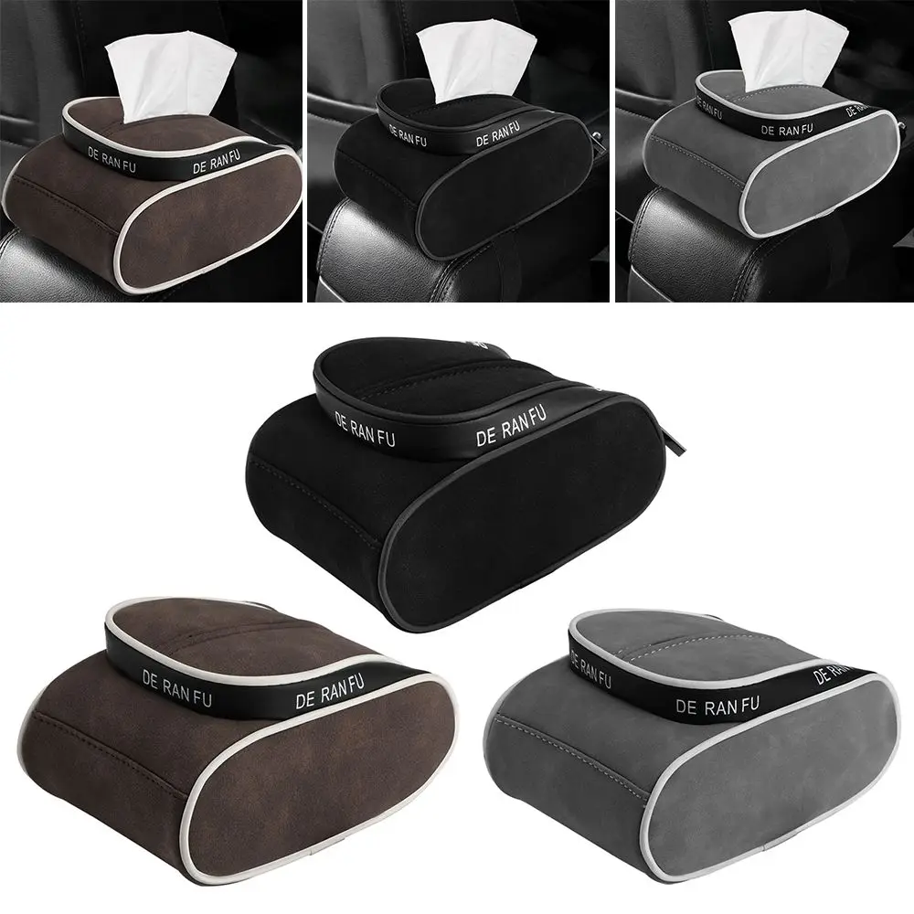 

Suede Seat Back Household Multifunctional Armrest Box Paper Holder Car Tissue Box Auto Storage Case Napkin Cover