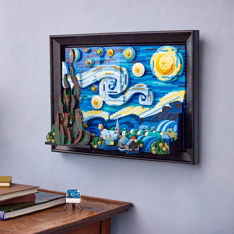 

Ideas New Classic Vincent Van Gogh Starry Moon Night Building Blocks Assembly Mini Brick Model Kit Compatible 21333 Toys For Boy